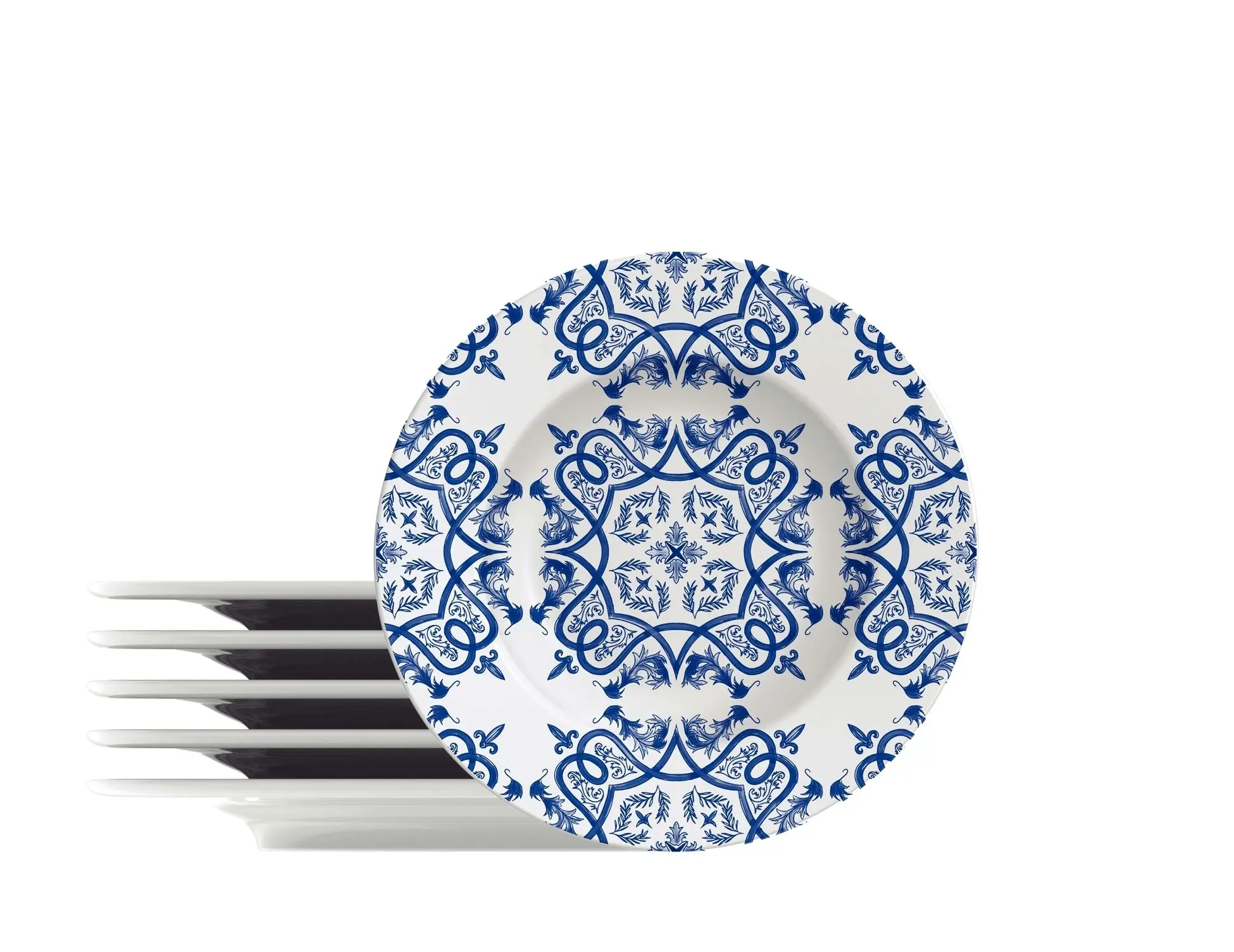 Tramontina Algarve 6-Piece Set of Decorated Porcelain Dessert Plates, 21 cm