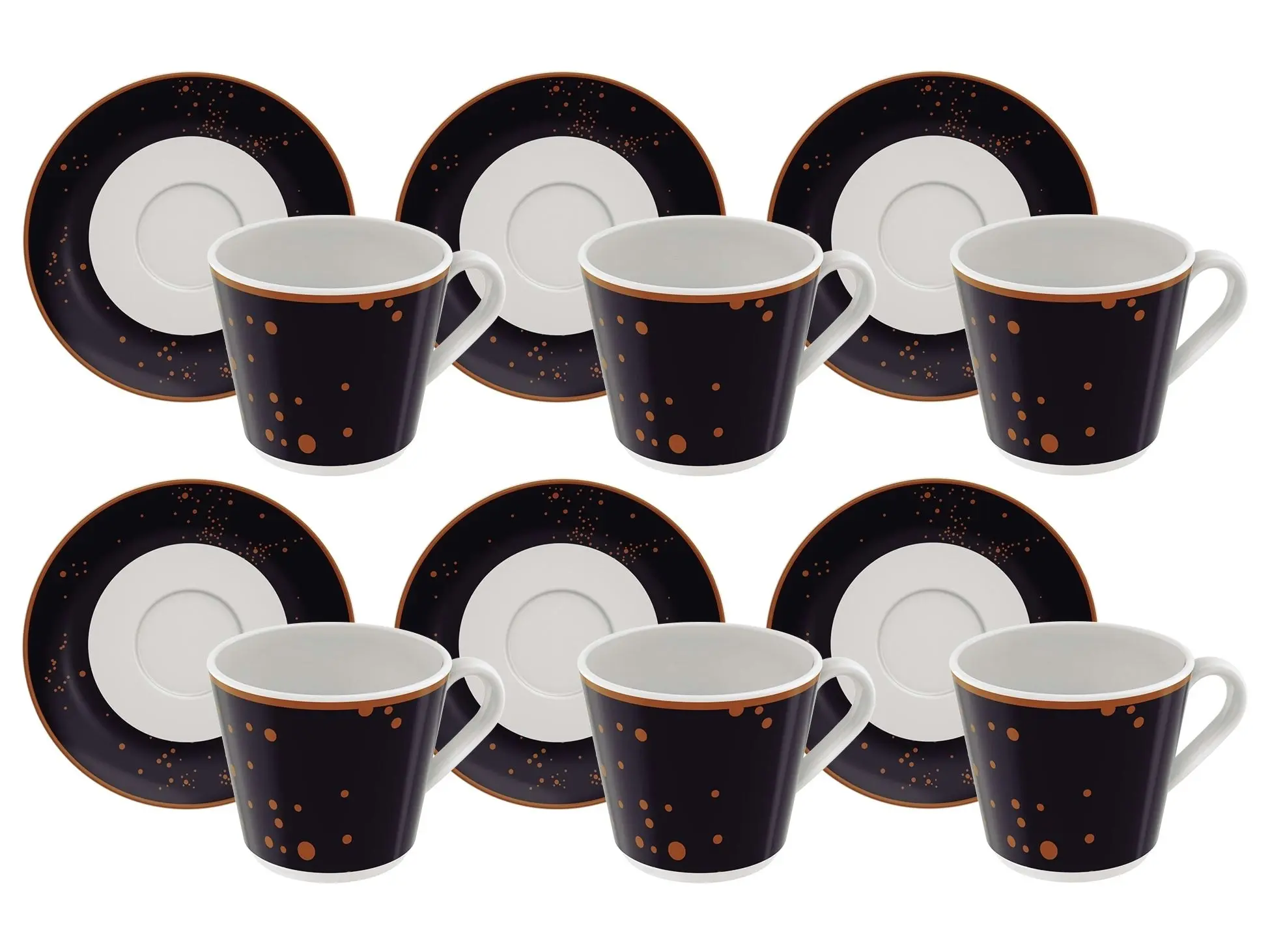 Tramontina Valentina 12-Piece Set of Decorated Porcelain Tea Cups and Saucers,185 ml