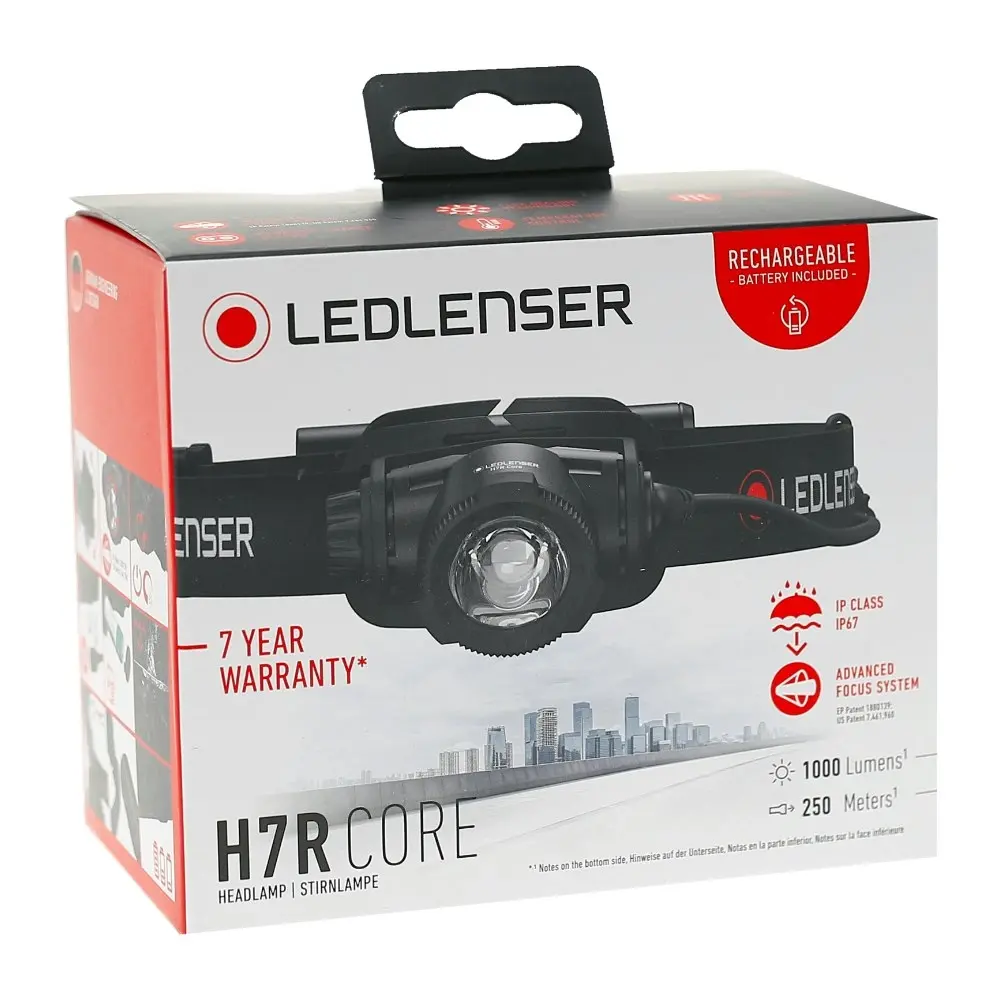 Led Lenser H7R Core Rechargeable Focusable Headlamp Head Torch | 1000 Lumens