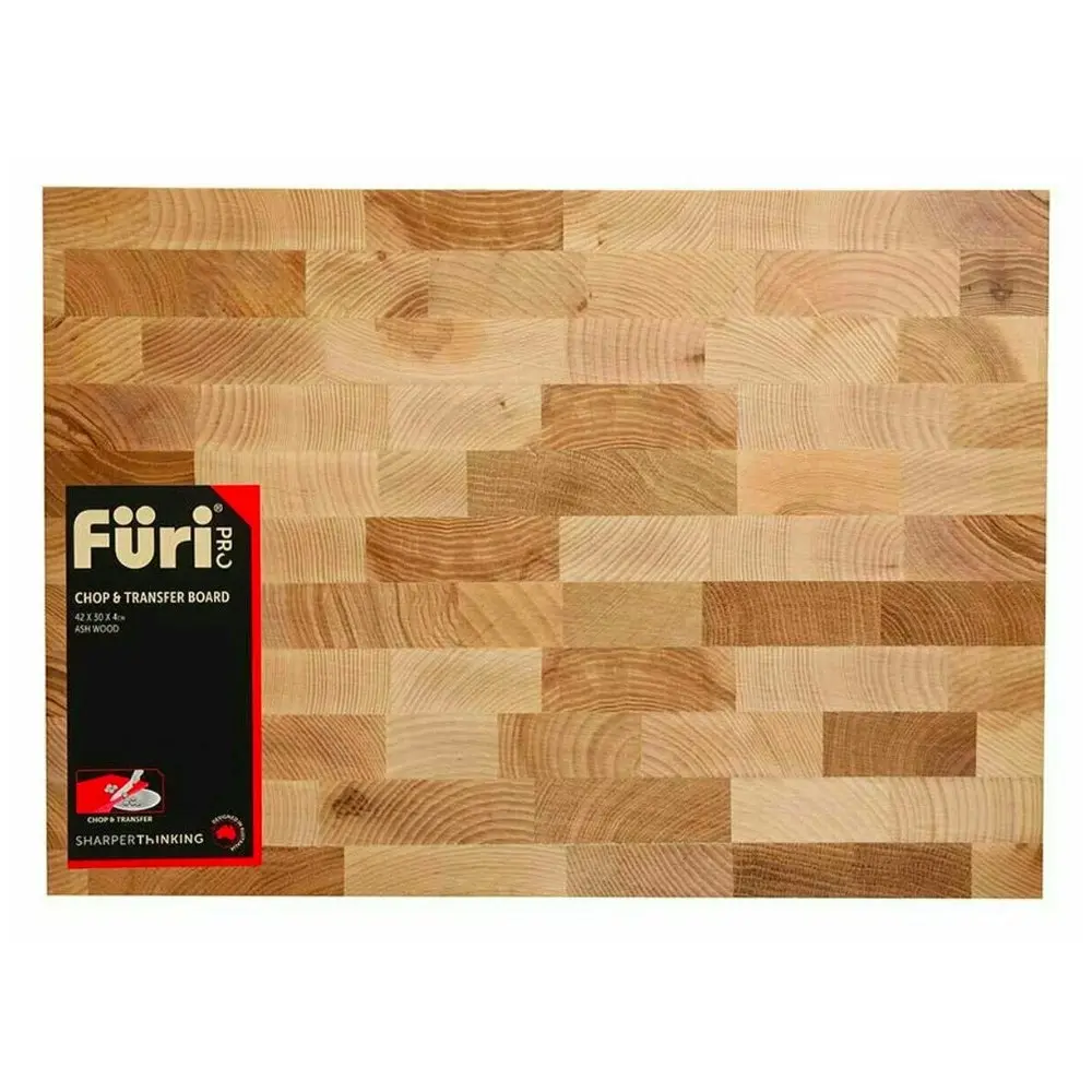 Furi Pro Chop & Transfer Chopping Board Large | Ash Hardwood