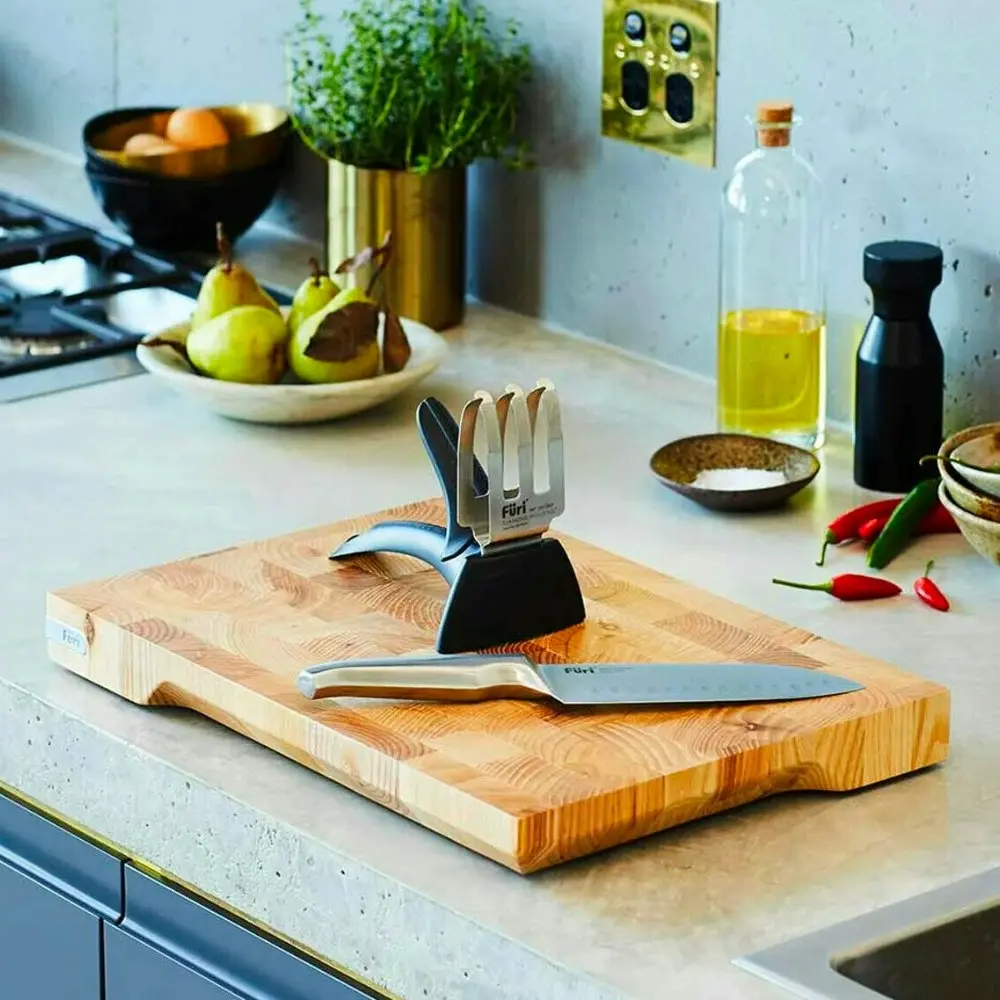 Furi Pro Chop & Transfer Chopping Board Large | Ash Hardwood