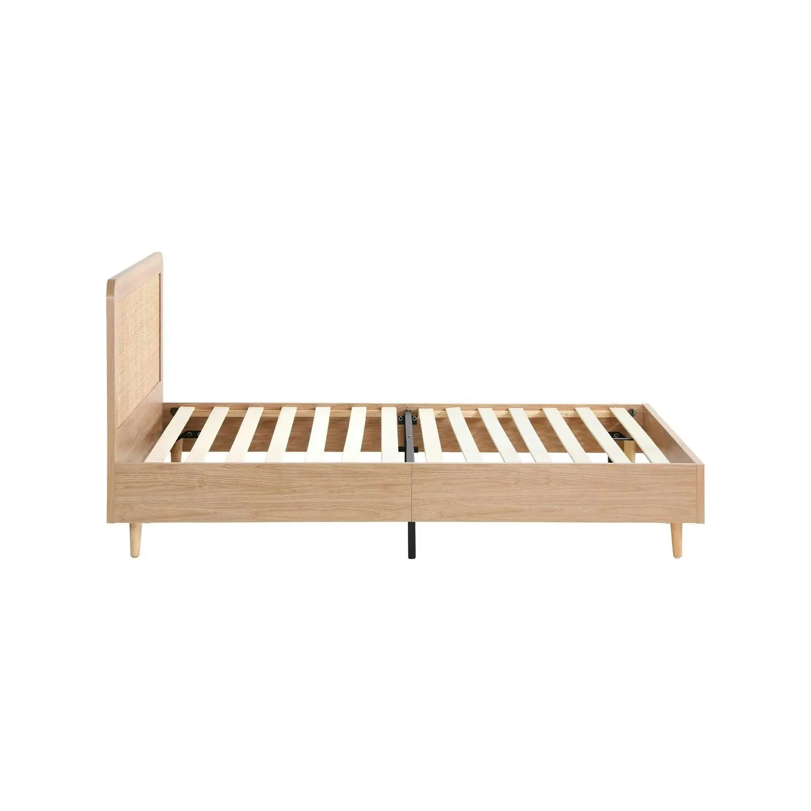 Oikiture Bed Frame Single Size Wooden Bed Platform Genuine Rattan