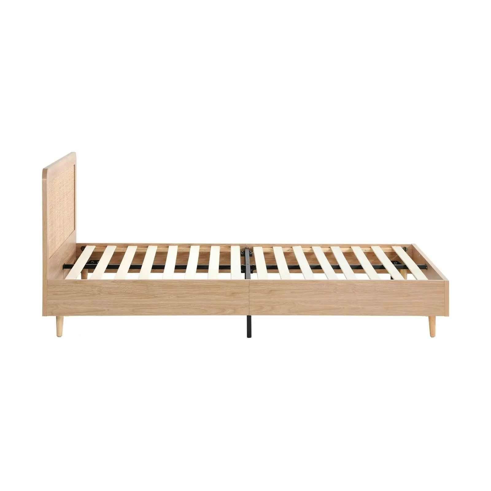 Oikiture Bed Frame Queen Size Wooden Bed Platform Genuine Rattan