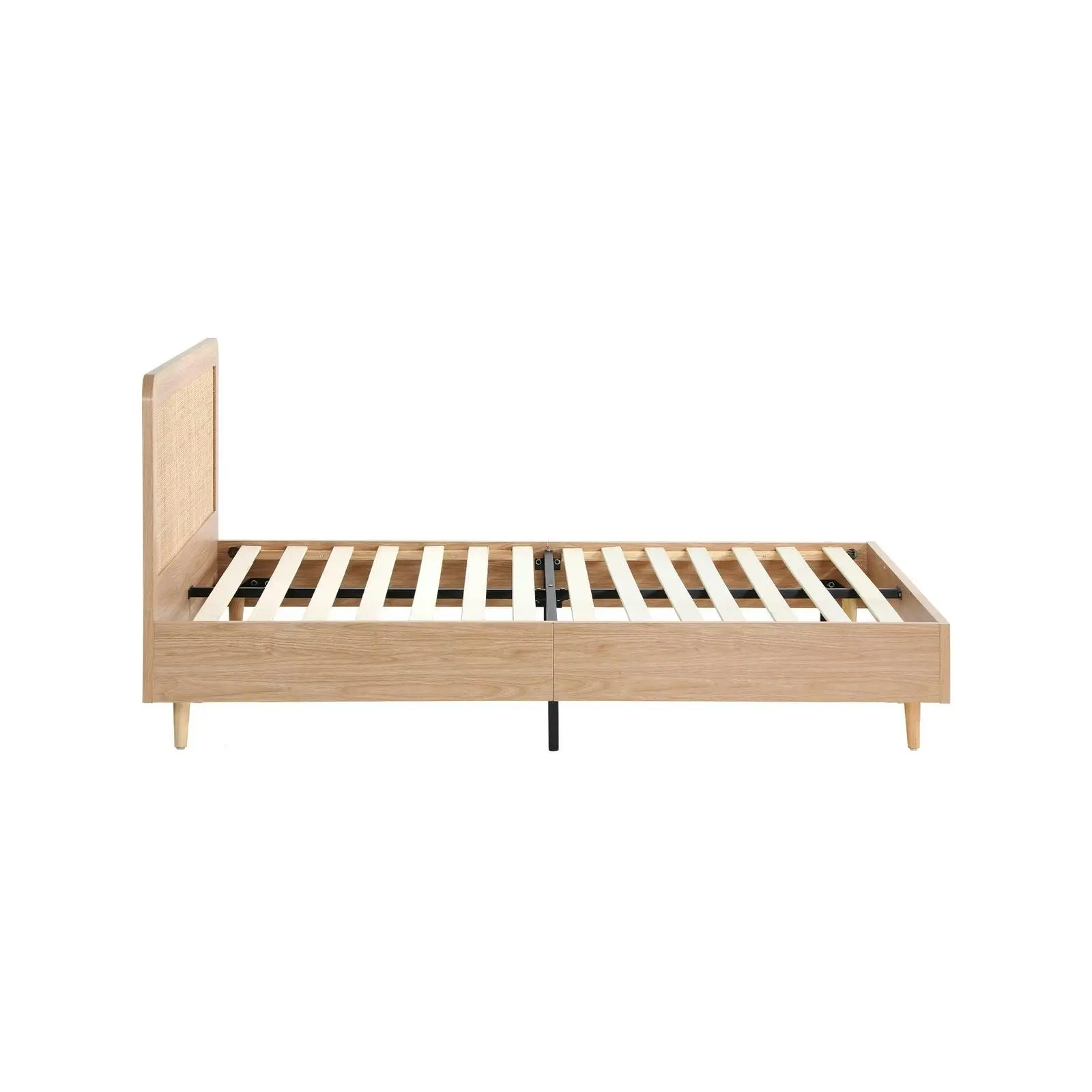 Oikiture Bed Frame Double Size Wooden Bed Platform Genuine Rattan