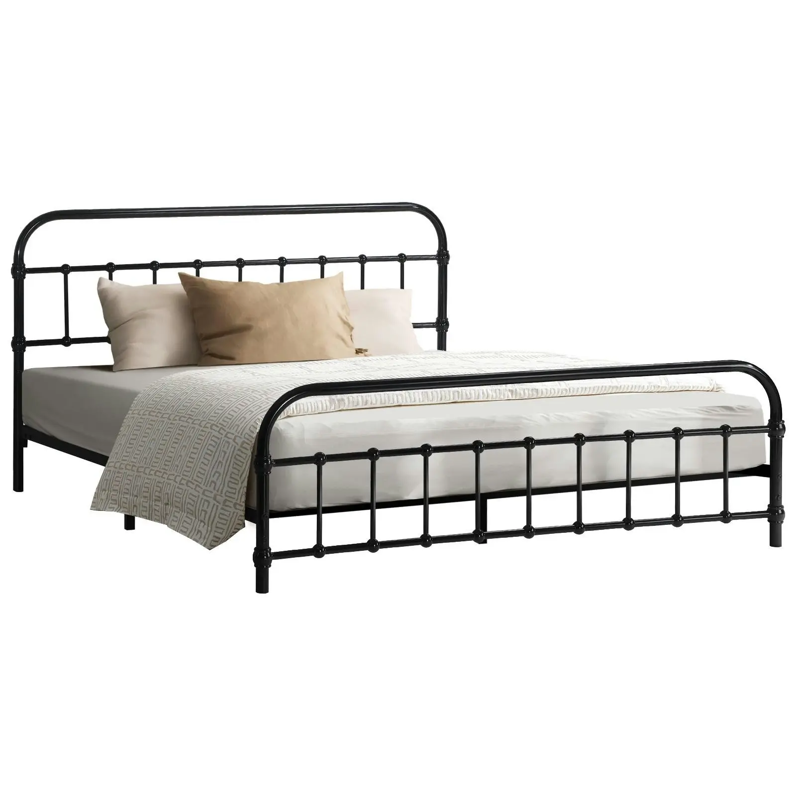 Oikiture Metal Bed Frame Queen Size Bed Base Platform