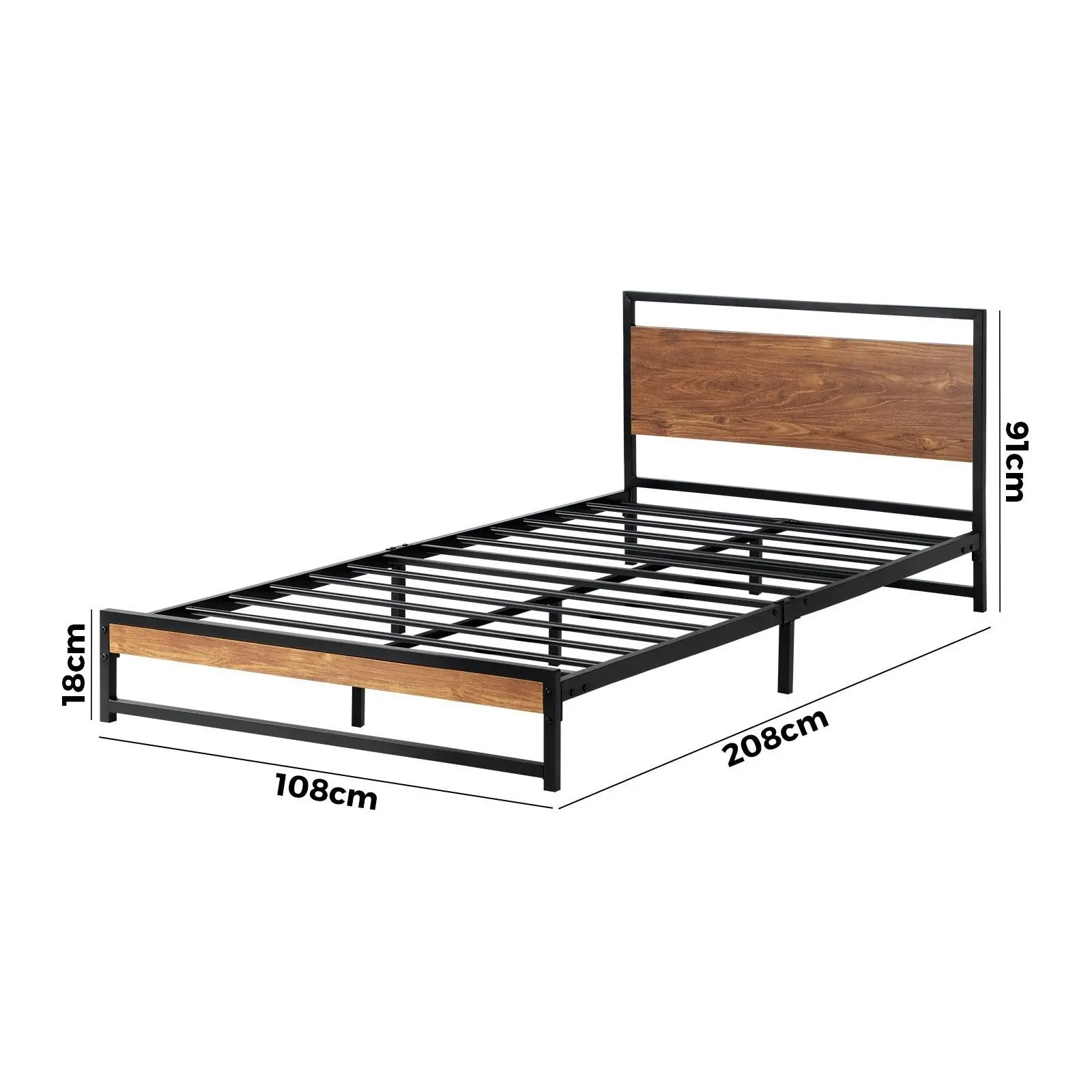 Oikiture Metal Bed Frame King Single Size Beds Base Platform Wood