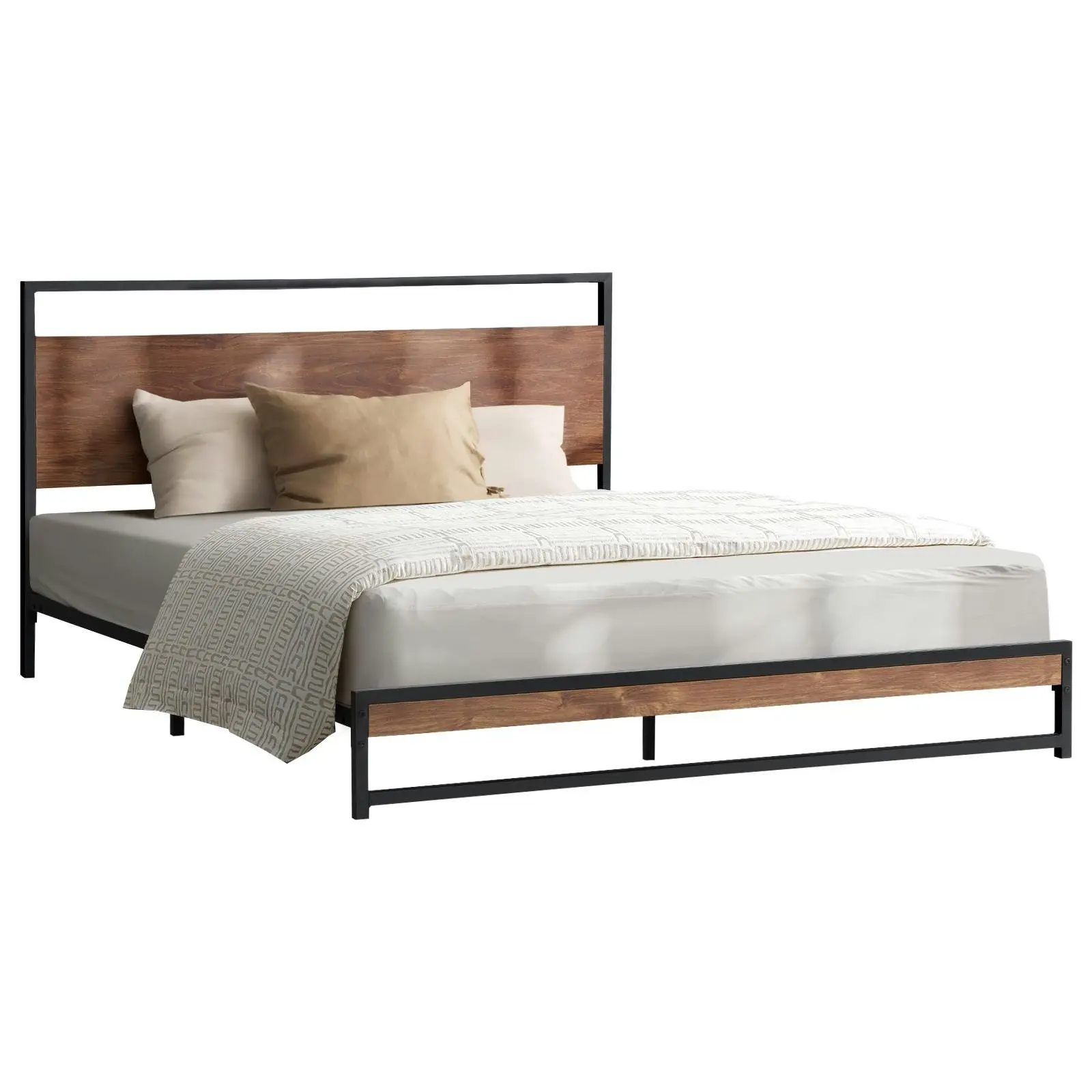 Oikiture Metal Bed Frame Double Size Beds Base Platform Wood