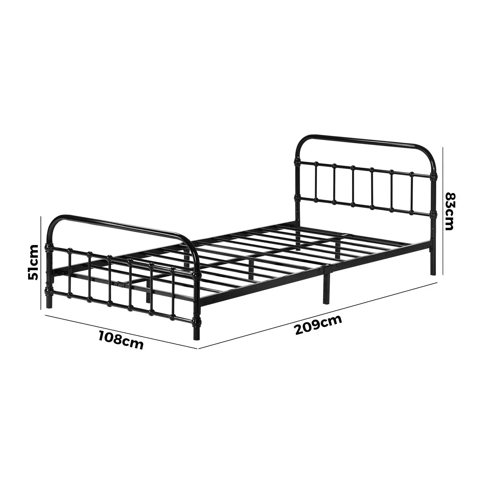 Oikiture Metal Bed Frame King Single Size Bed Base Platform