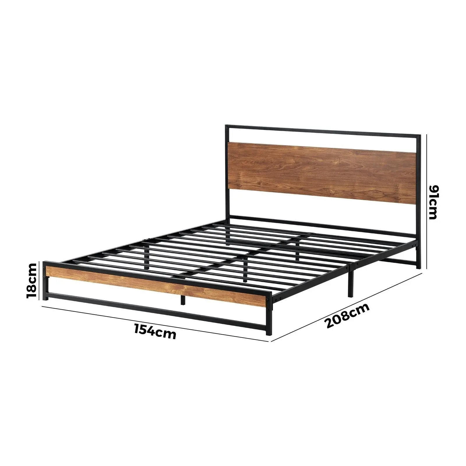 Oikiture Metal Bed Frame Queen Size Beds Base Platform Wood