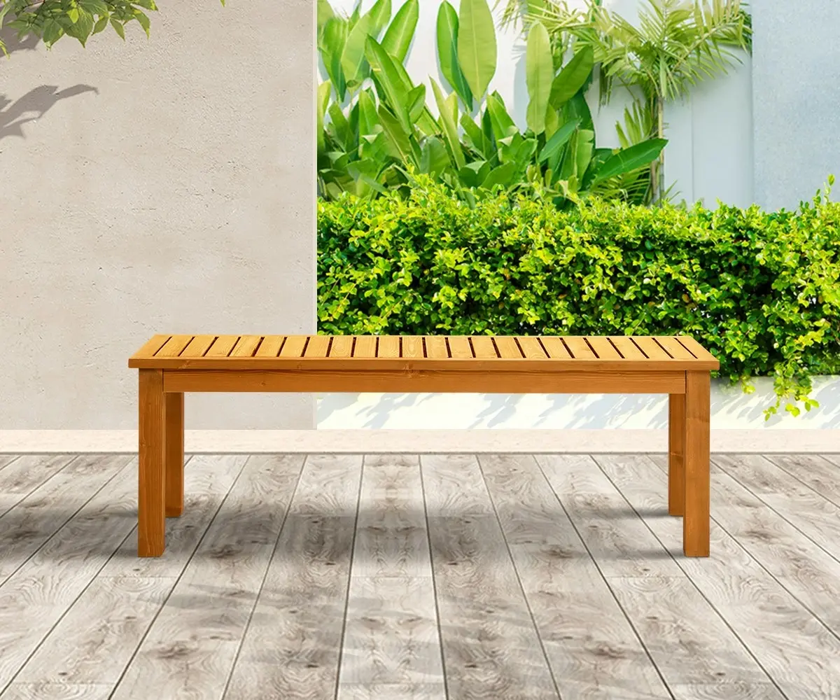 Livsip 2 Seater Garden Bench 120cm Outdoor Slatted Seat Wood Patio Dining Chair