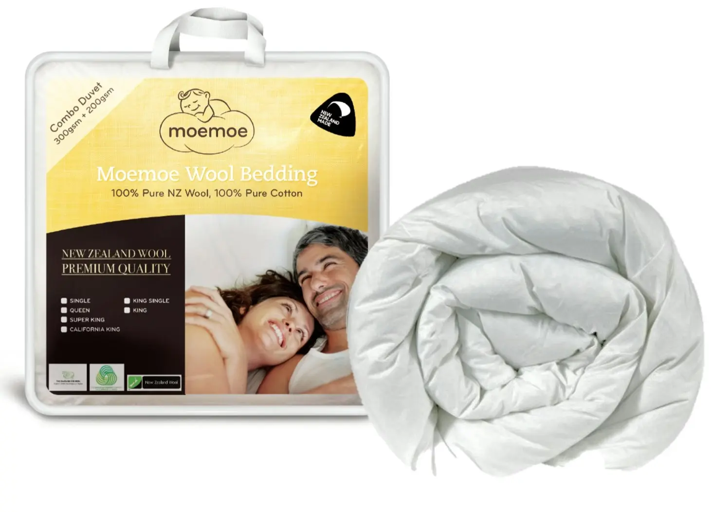 Moemoe 100% New Zealand Wool Combo Duvet Inner - 200+300gsm Queen