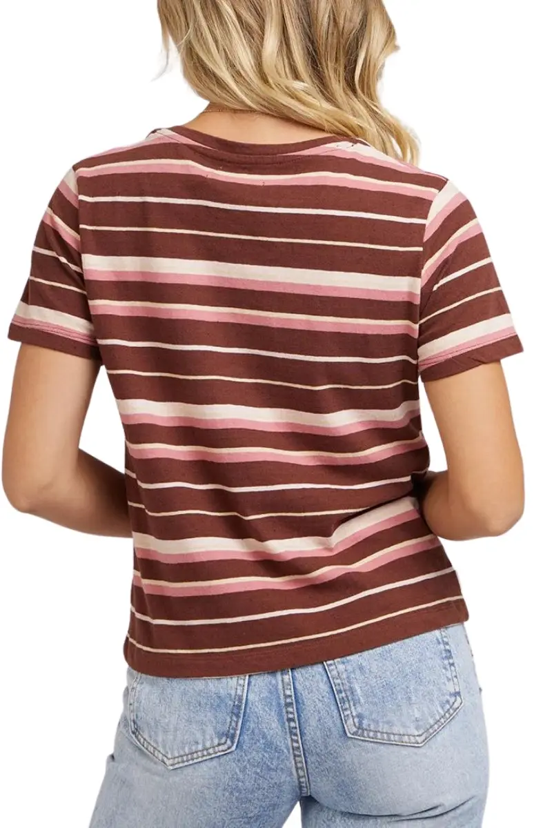 All About Eve | Womens Grace Stripe Tee (Pink)