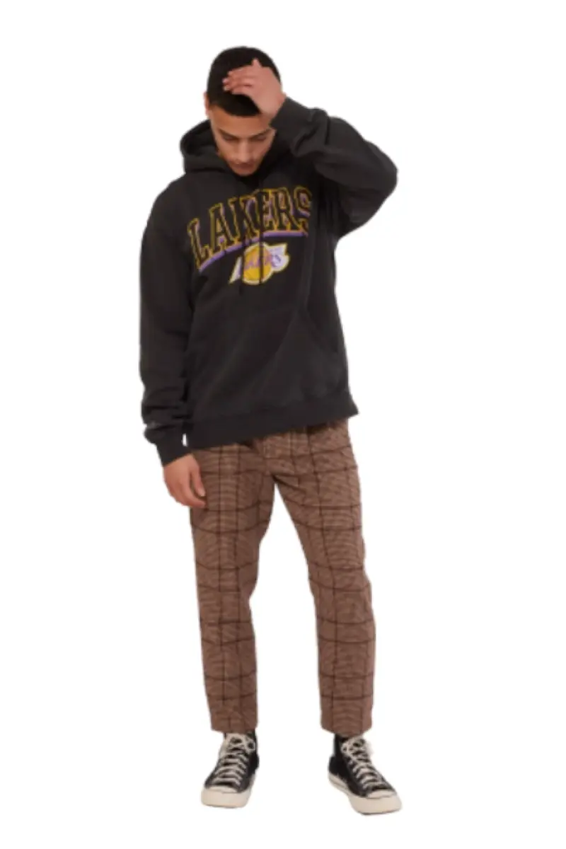 Mitchell & Ness | Mens Vintage Keyline Logo Hoody Lakers (Faded Raven)