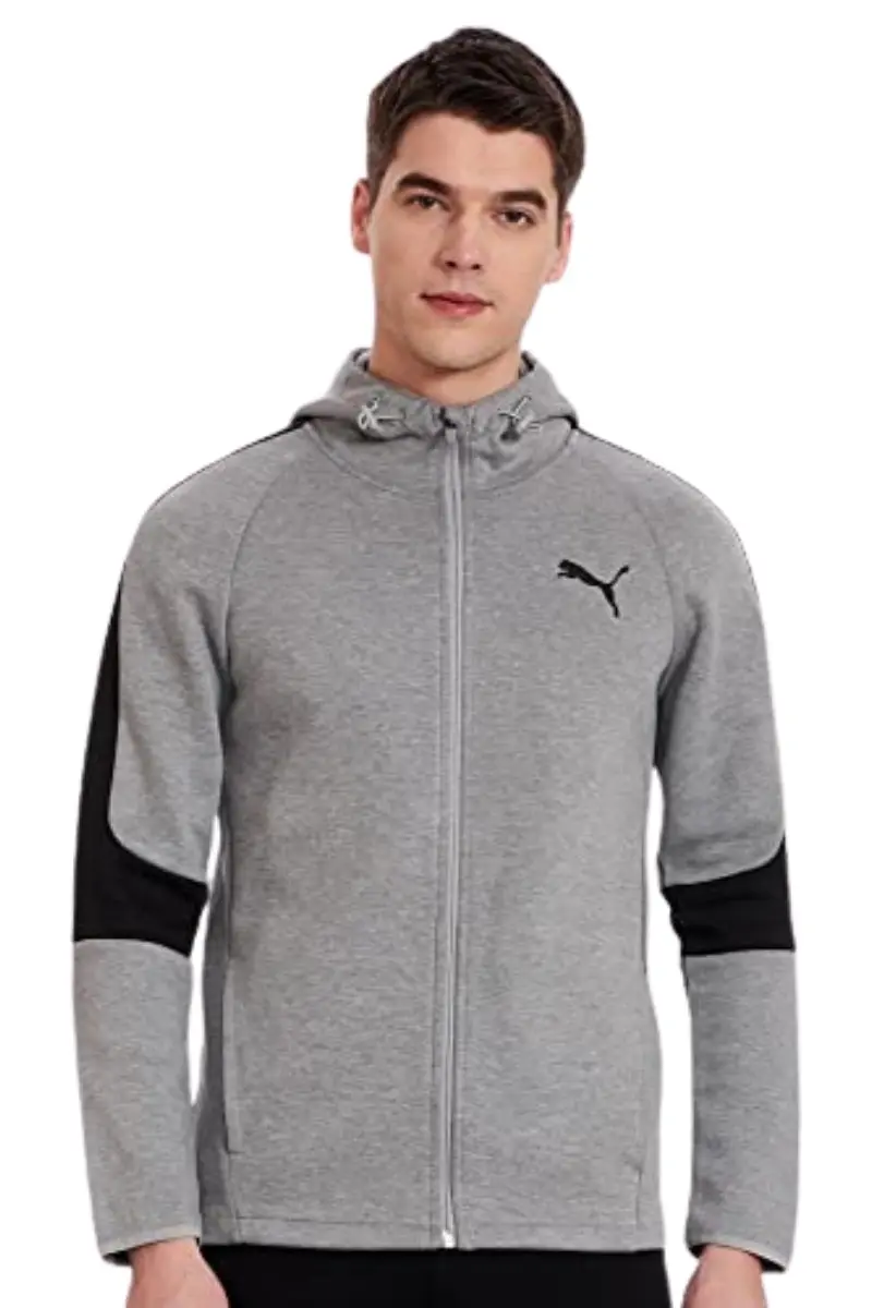 Puma | Mens Evostripe Core Fz Hoodie (Medium Gray)