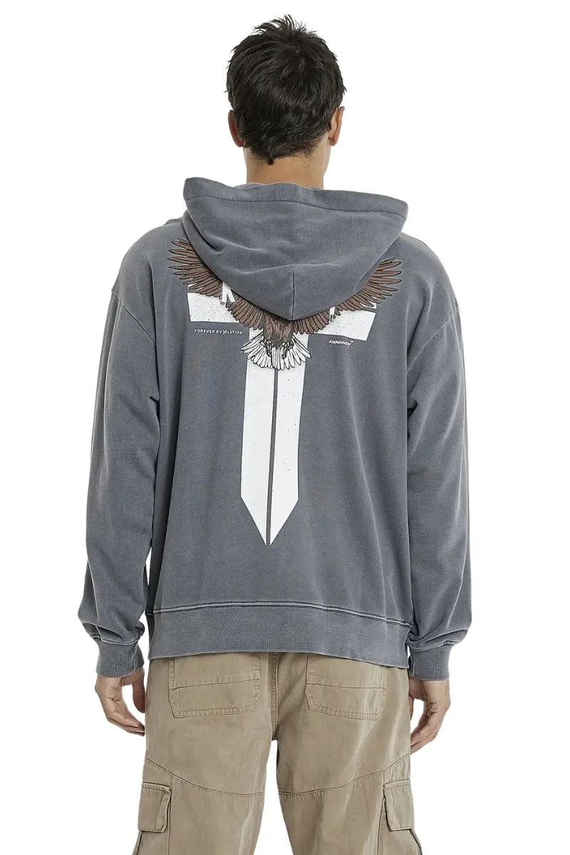 Kiss Chacey KSCY | Mens Evolution Relaxed Zip Front Hooded Sweater (Pigment Castlerock))