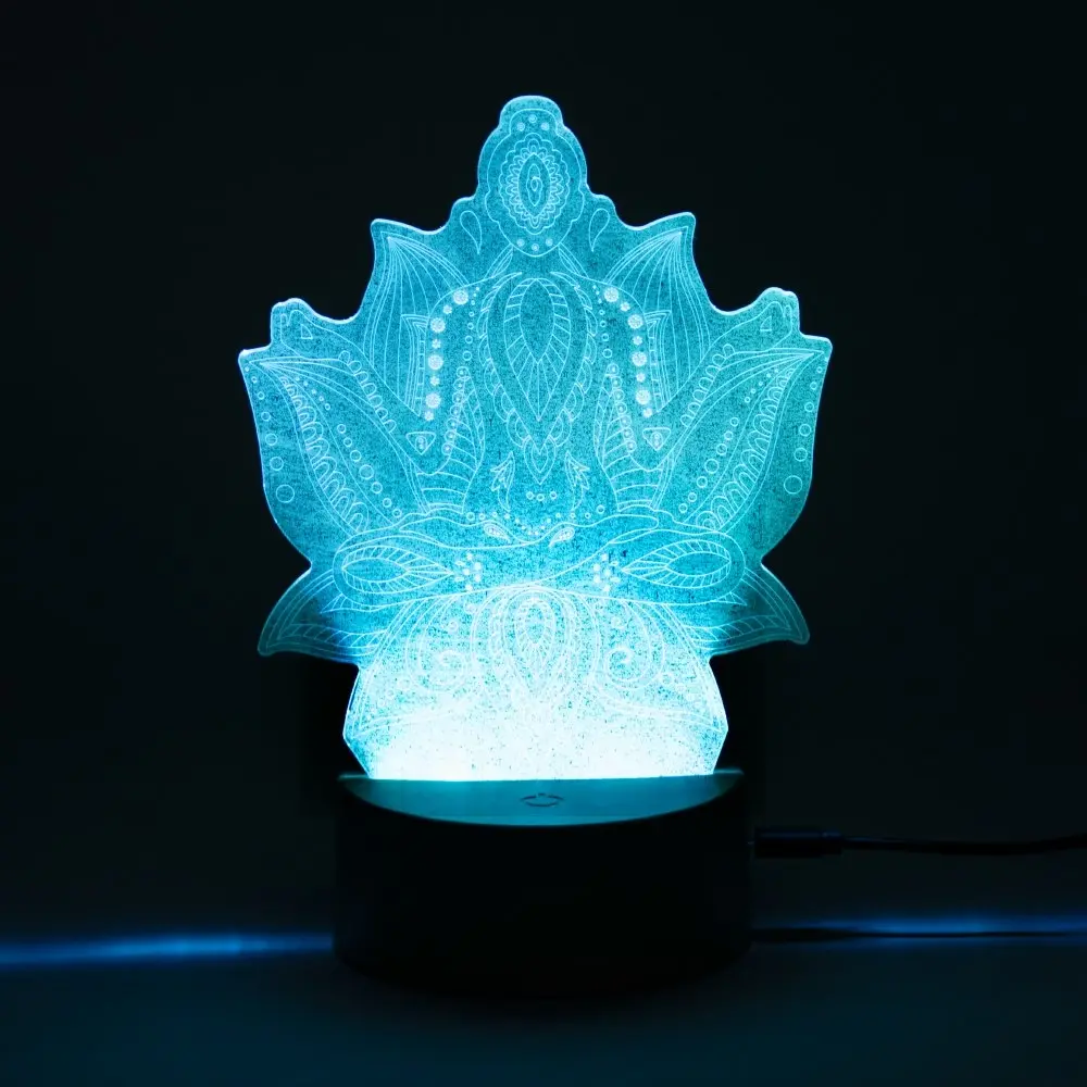 3D Light Mandala Meditation Buddha w 7 Colours