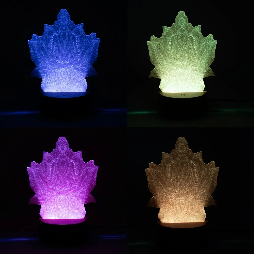 3D Light Mandala Meditation Buddha w 7 Colours