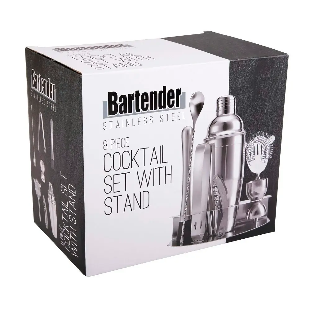 Bartender 8 Piece Cocktail Set With Stand