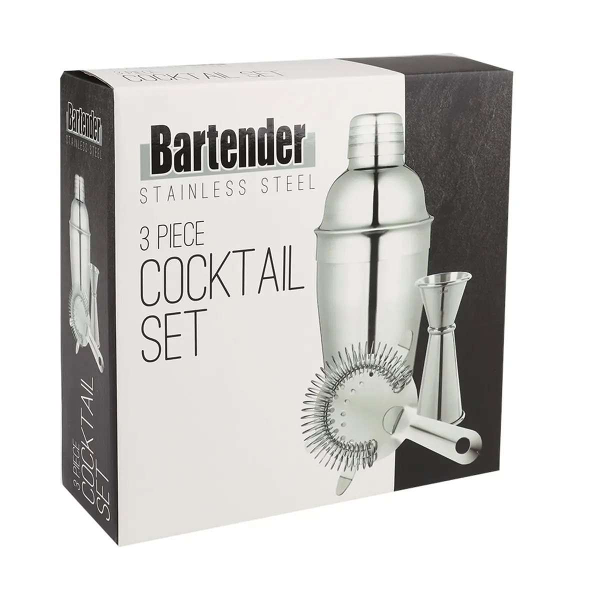 Bartender 3 PIECE STAINLESS STEEL COCKTAIL SET - 550ml