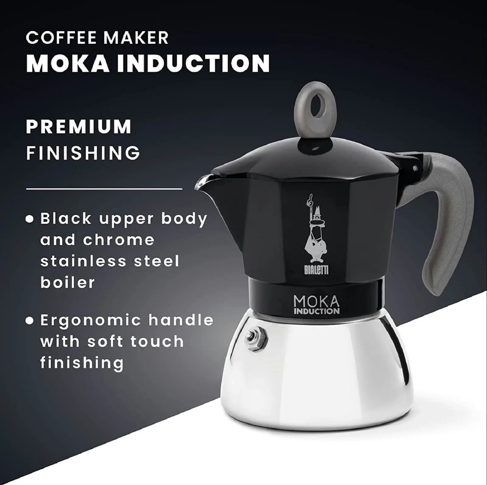 Bialetti Moka 4 Cup Induction Espresso Maker   Black