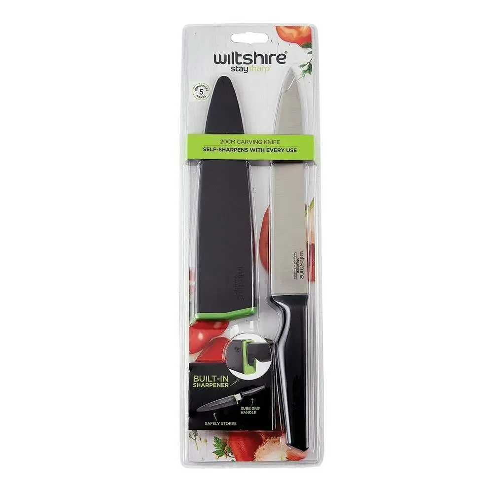 Wiltshire STAYSHARP NEW LOOK 20cm CARVING KNIFE WITH SHARPENER