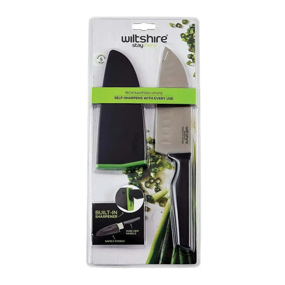 Wiltshire STAYSHARP NEW LOOK 15cm SANTOKU KNIFE WITH SHARPENER