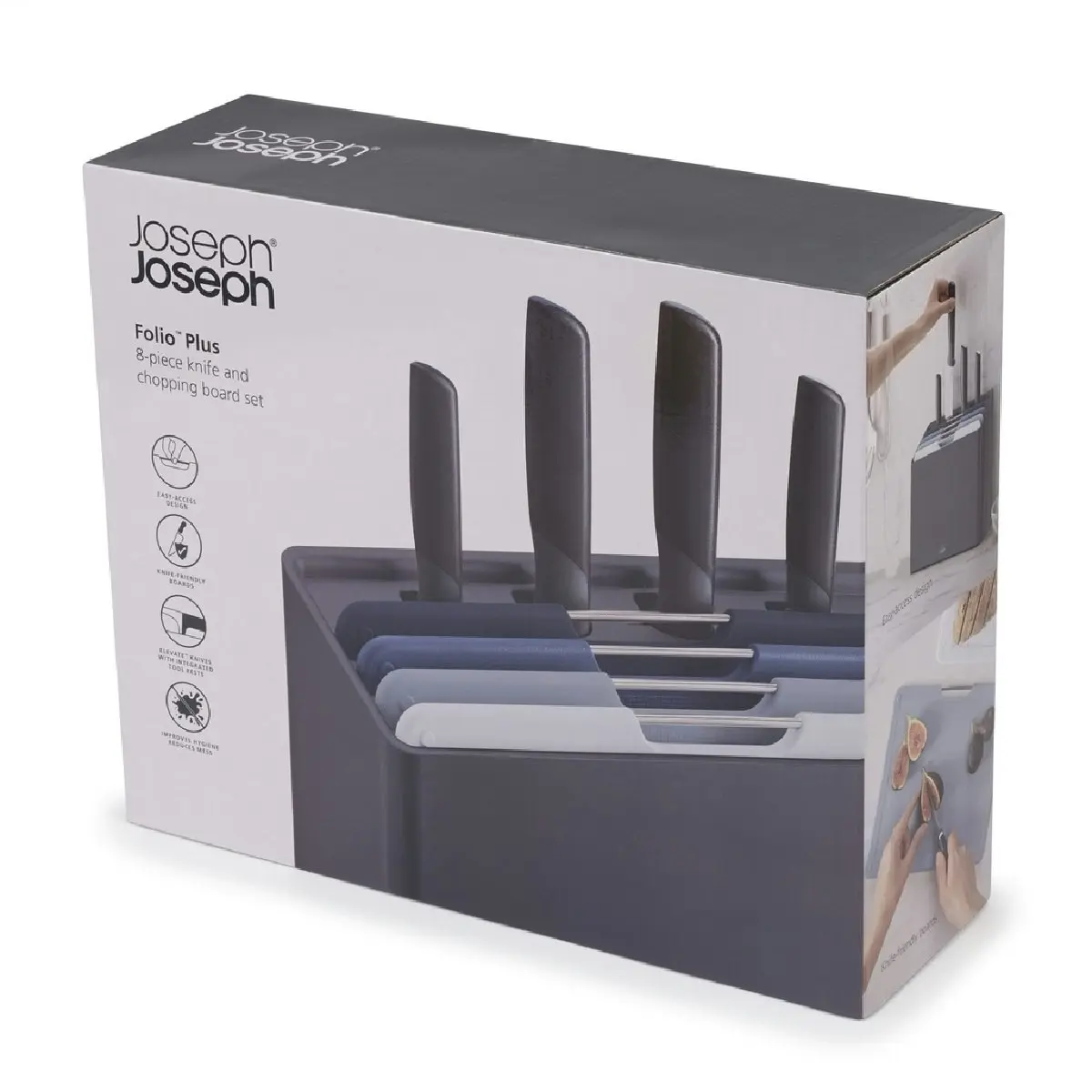 Joseph Joseph Folio 8 Piece Knife & Chopping Board Set Graphite