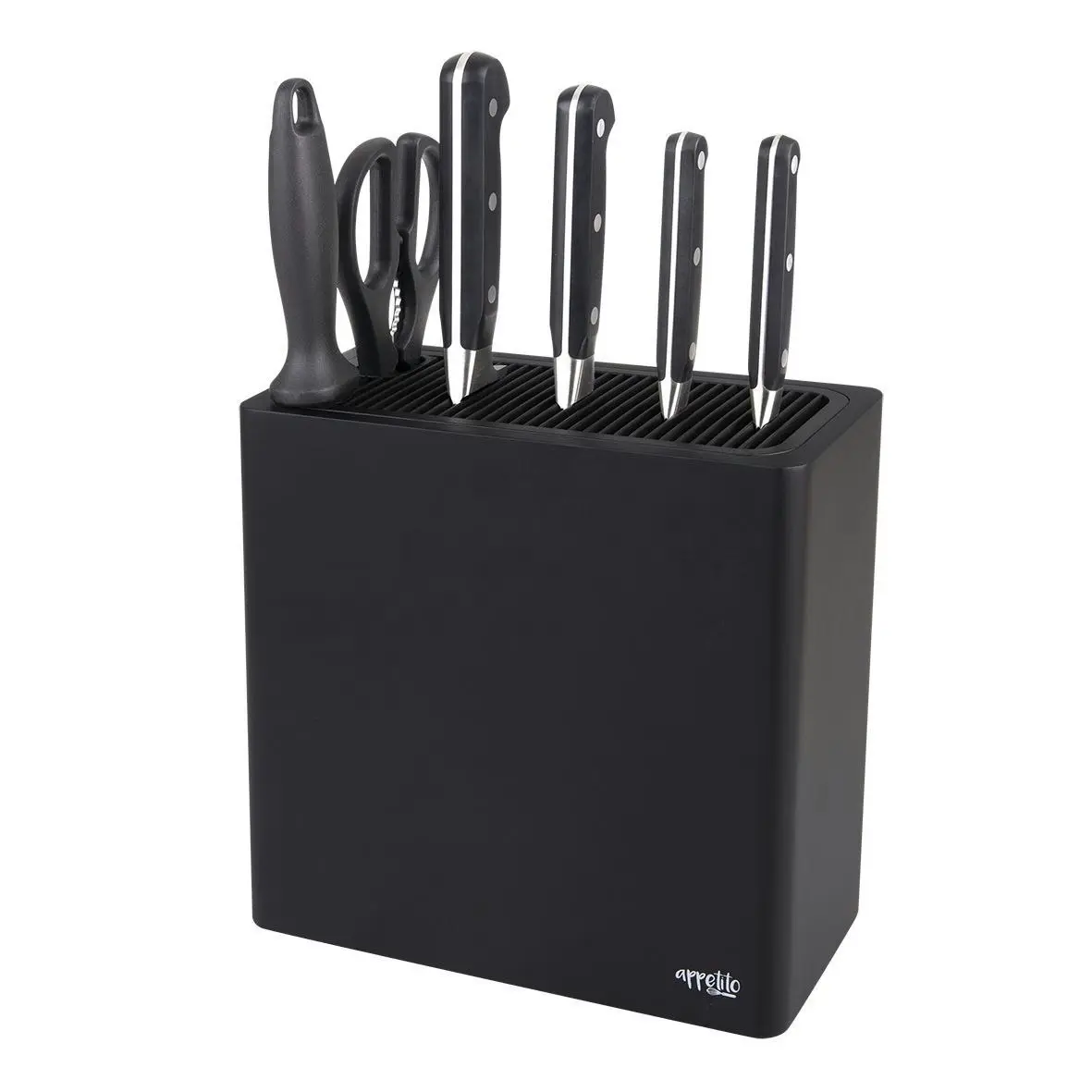 Appetito Rectangle Universal Knife Block   Matte Black