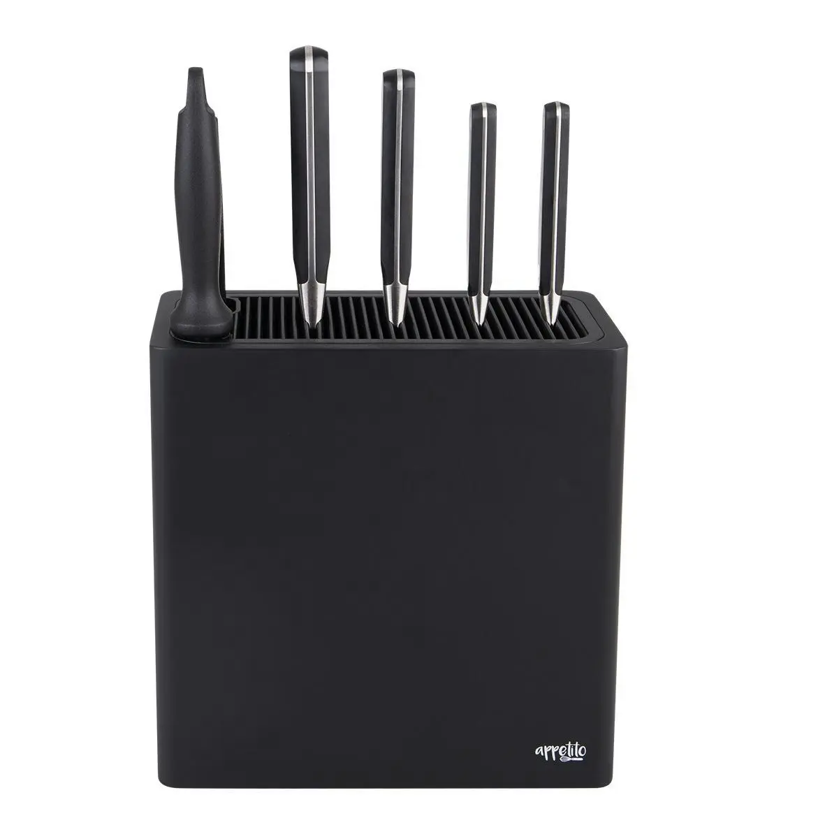 Appetito Rectangle Universal Knife Block   Matte Black