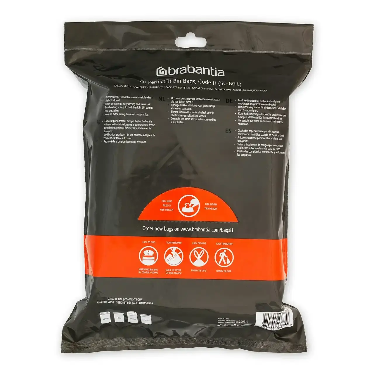 Brabantia Bin Liners   Code H   50 60 Litre   40 Waste Bags