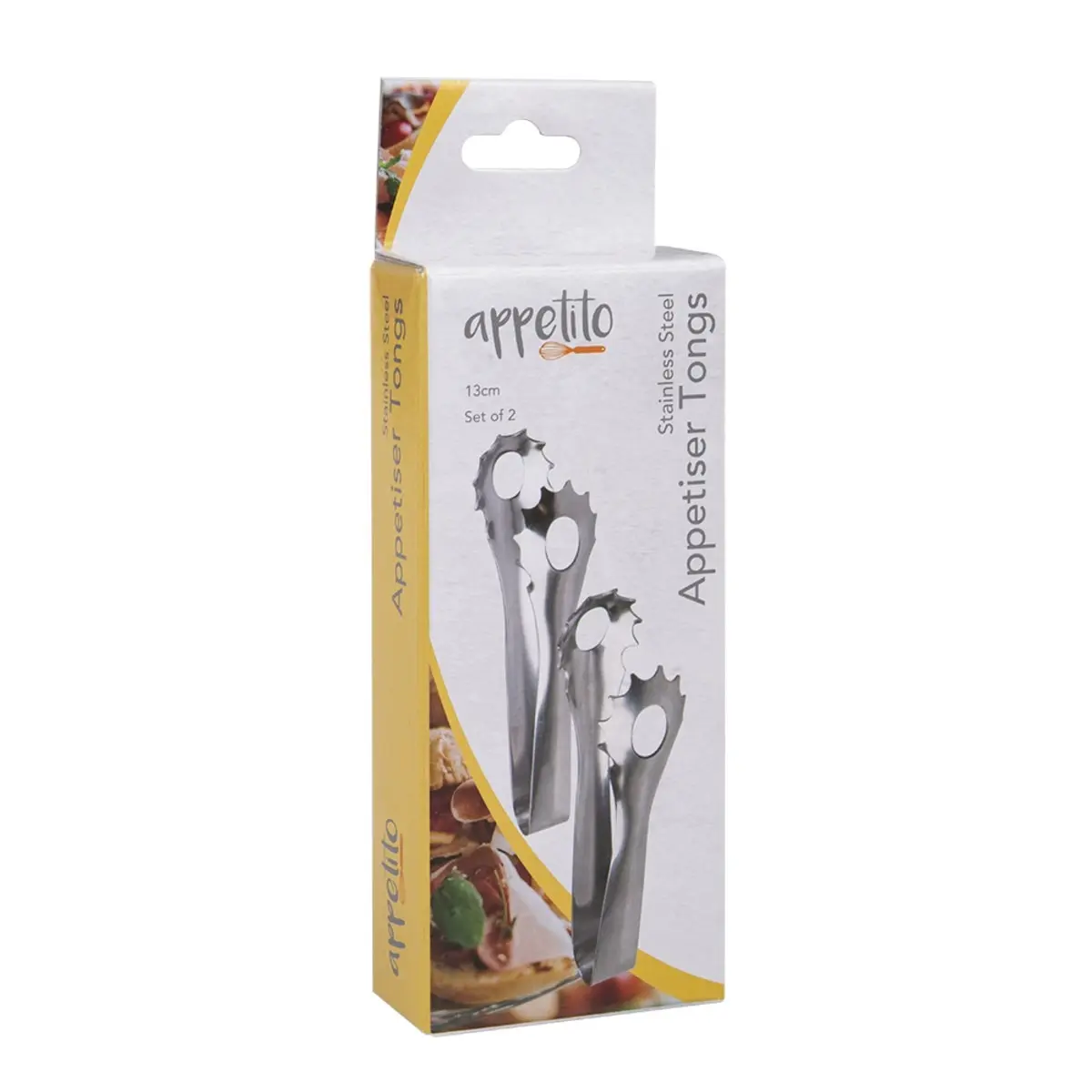 Appetito STAINLESS STEEL APPETISER TONGS 13cm SET 2