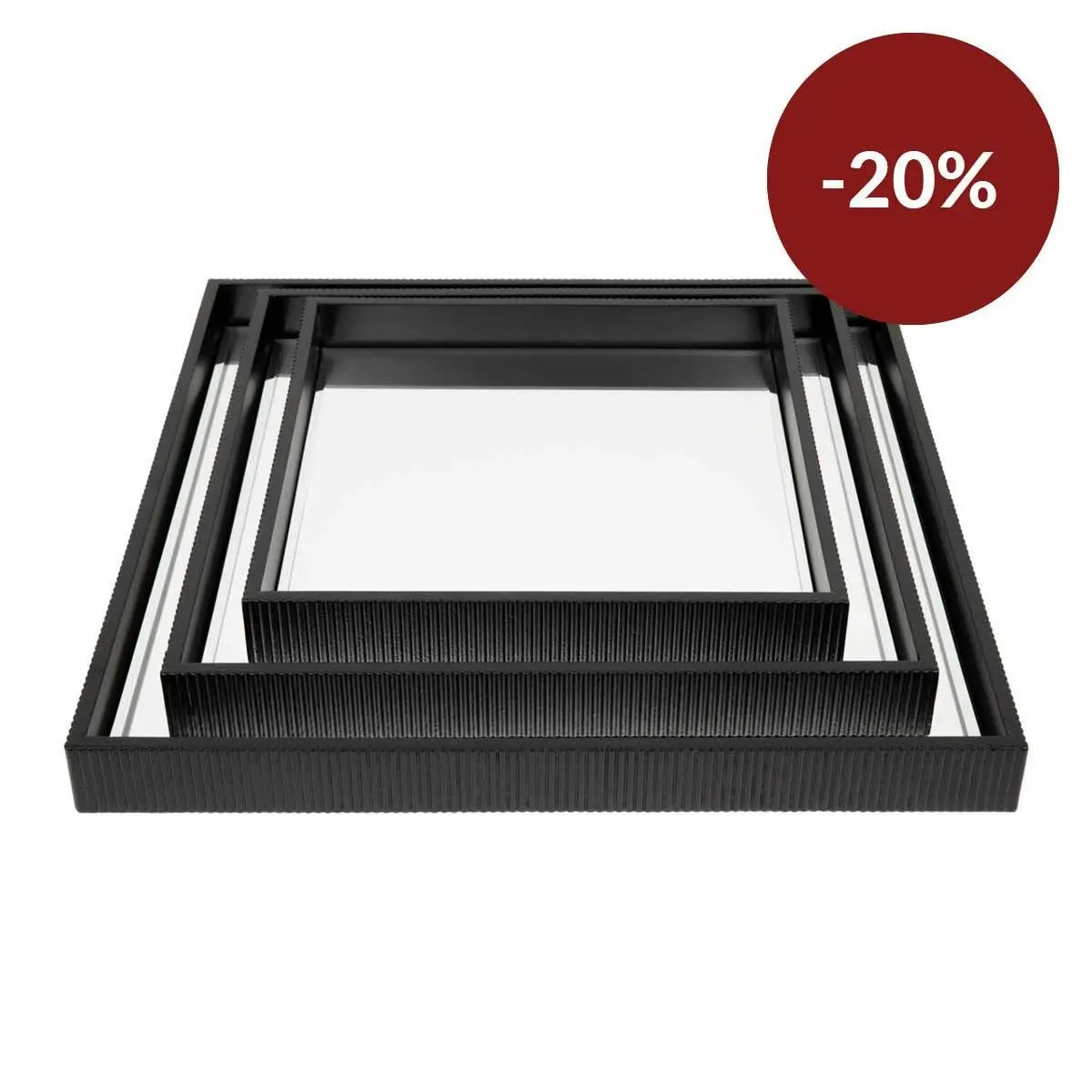 Miles Mirrored Tray Set of 3 Black