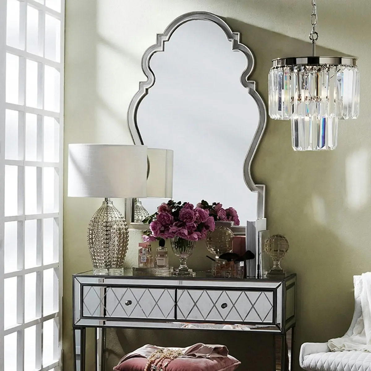 Paloma Wall Mirror - Antique Silver