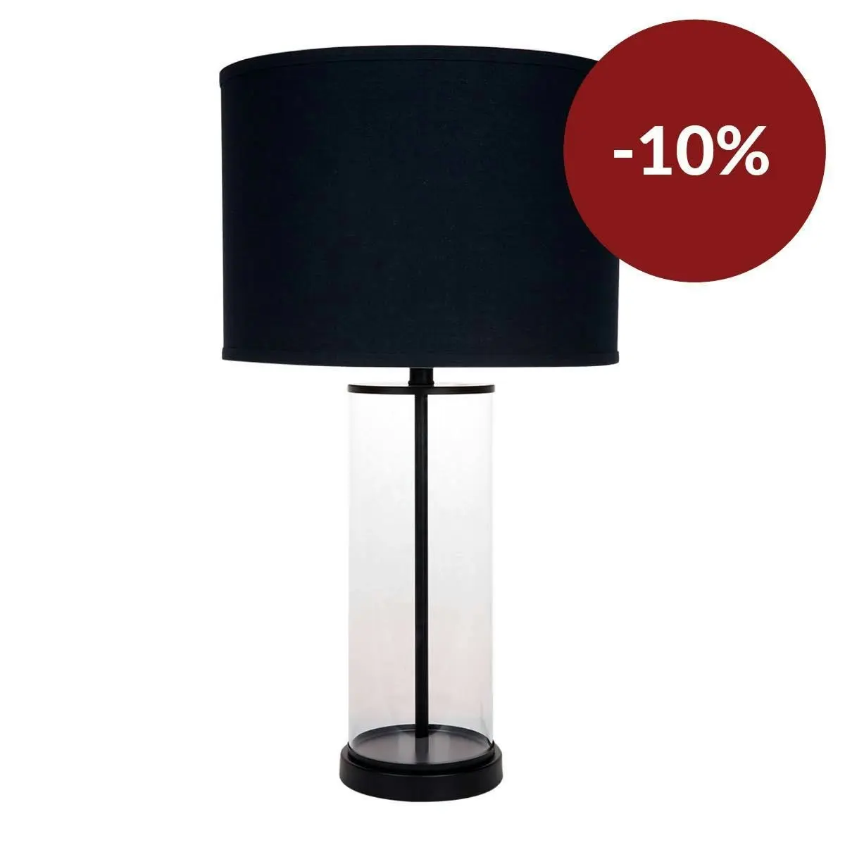 Left Bank Table Lamp - Black w Black Shade