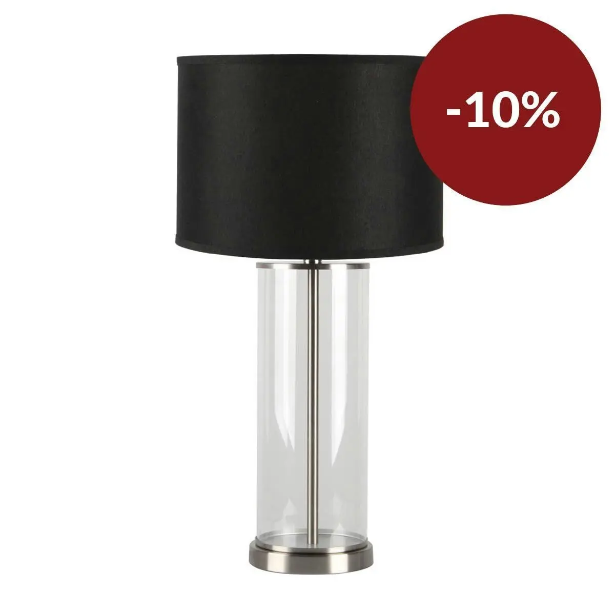 Left Bank Table Lamp - Nickel w Black Shade