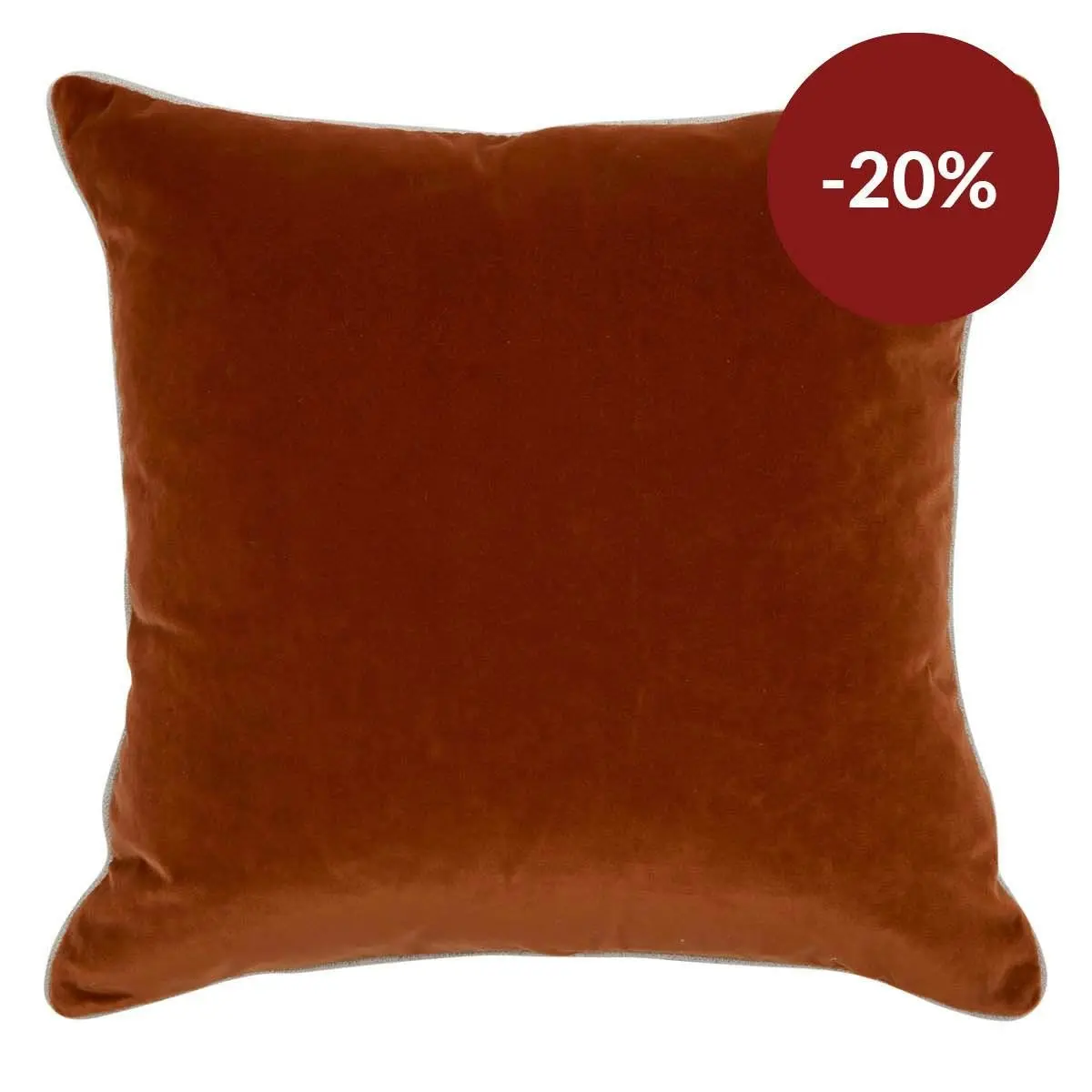 Sass Square Feather Cushion - Caramel Velvet w Natural Linen