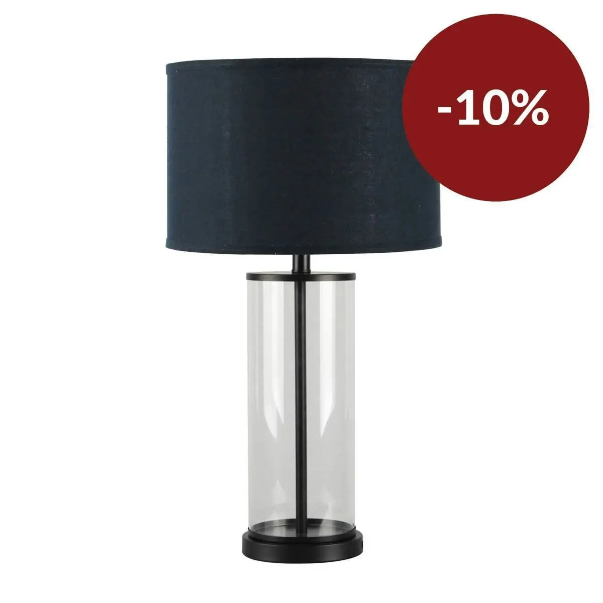 Left Bank Table Lamp - Black w Navy Shade