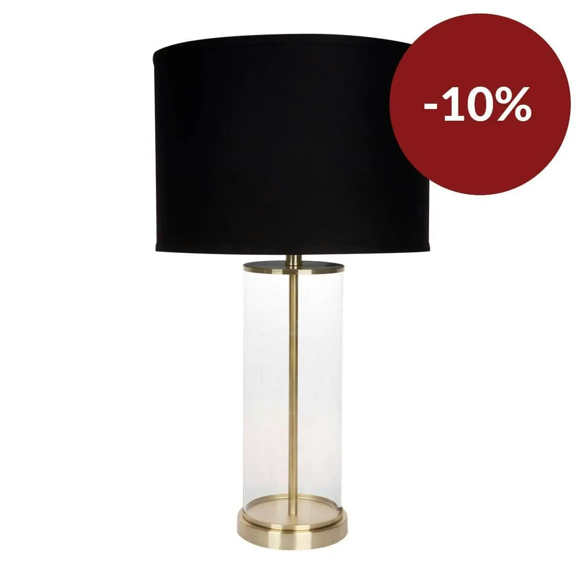 Left Bank Table Lamp - Brass w Black Shade