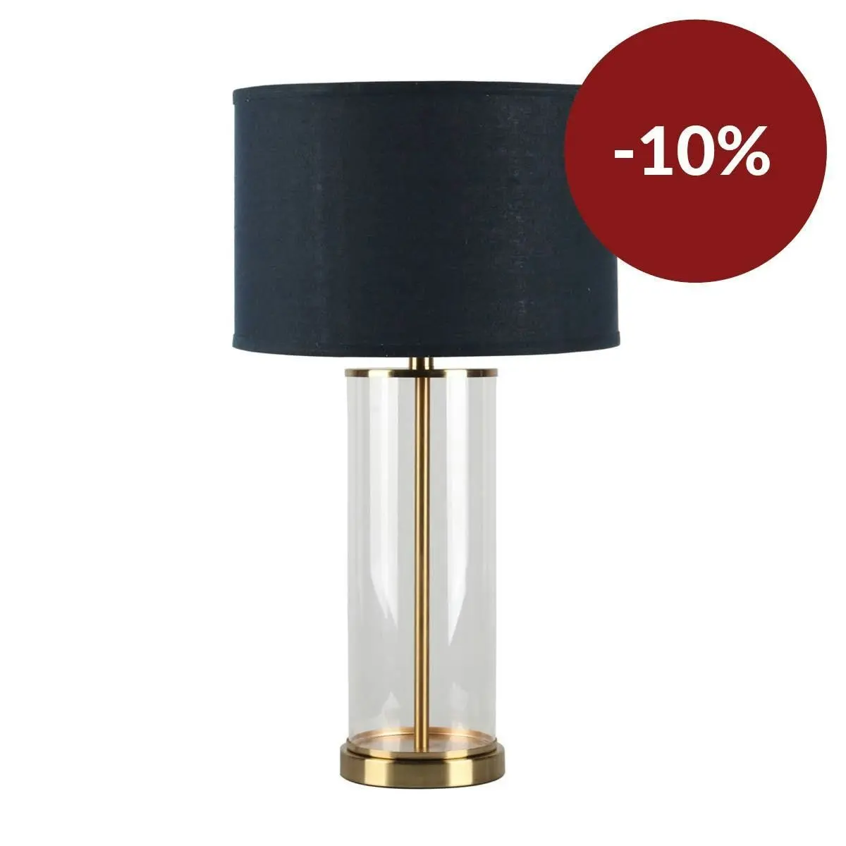 Left Bank Table Lamp - Brass w Navy Shade