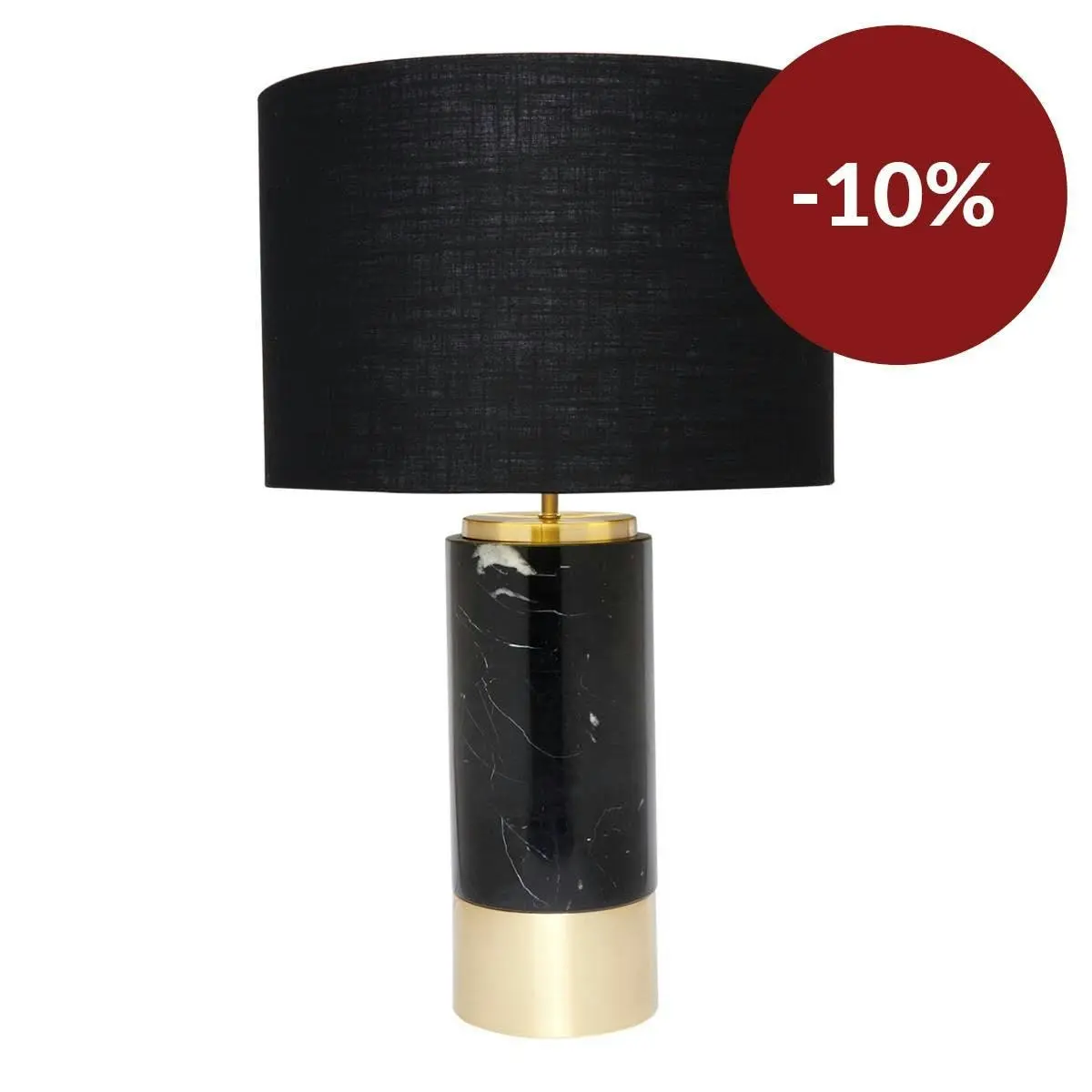 Paola Marble Table Lamp - Black w Black Shade