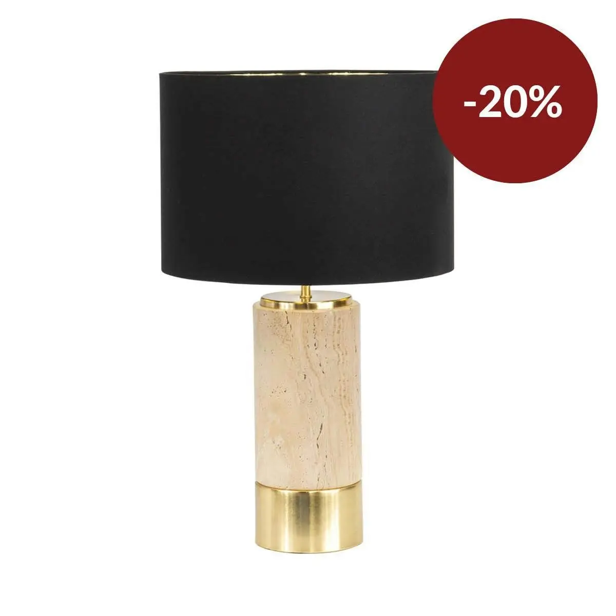 Paola Travertine Table Lamp - Black Shade