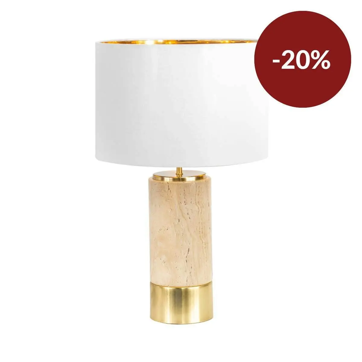 Paola Travertine Table Lamp - White Shade