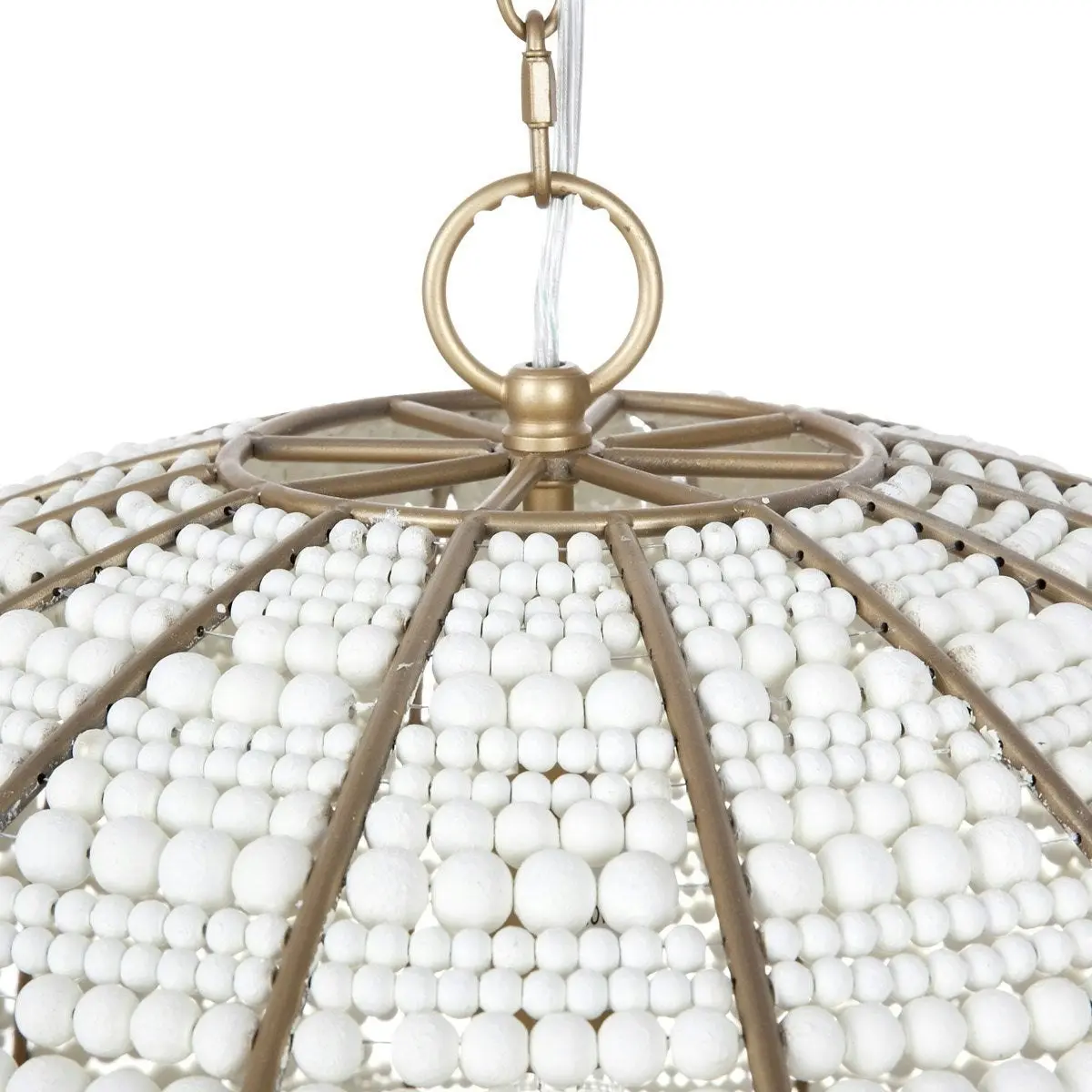 Sierra Beaded Dome Pendant - Gold/White