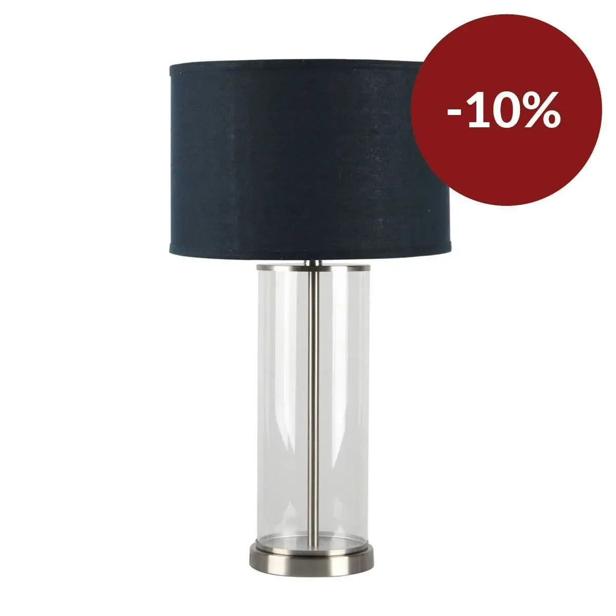 Left Bank Table Lamp - Nickel w Navy Shade