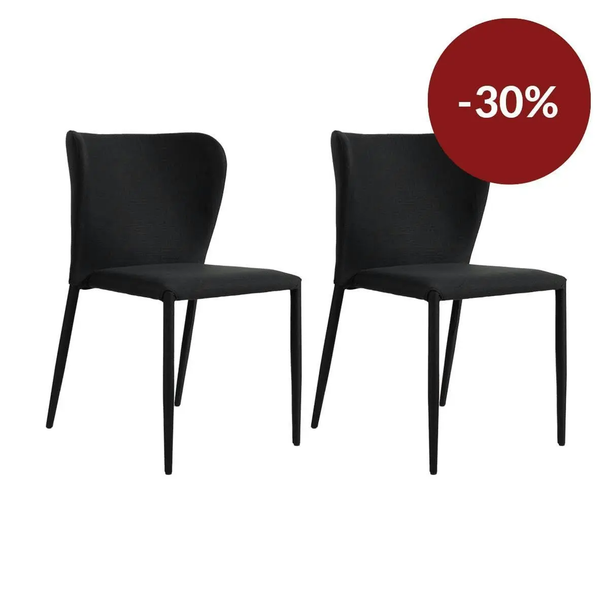 Foley Dining Chair Set of 2 - Black w Fabric Legs