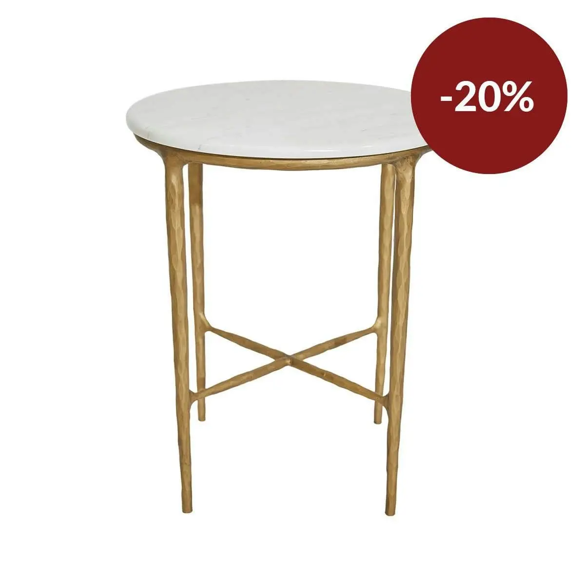 Heston Marble Round Side Table - Brass