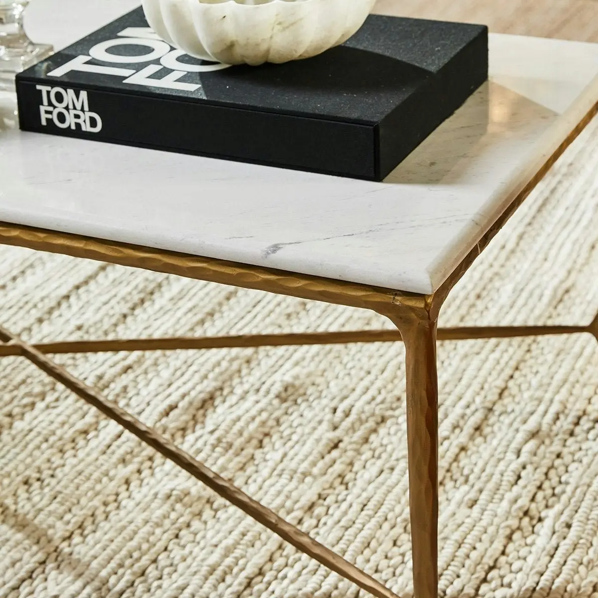 Heston Marble Rectangle Coffee Table - Brass