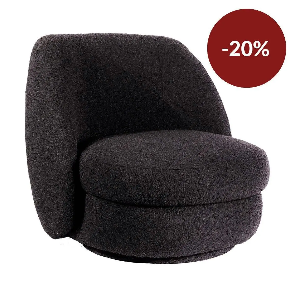 Aurora Swivel Chair - Black Onyx Boucle