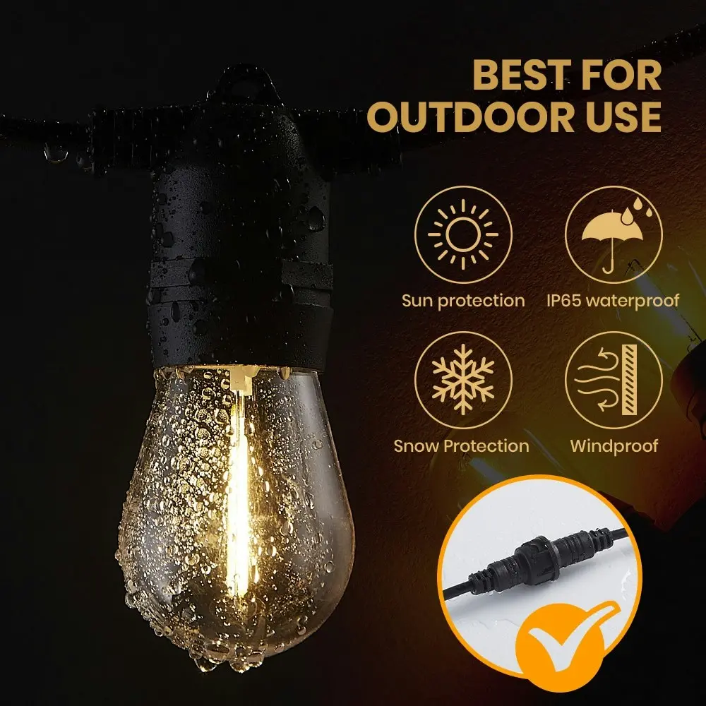 Groverdi 96FT Solar Festoon Lights Outdoor 30 LED String Garden Party Waterproof