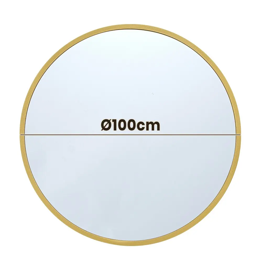 Furb Aluminum Wall Mirrors Round Makeup Mirror Bathroom Home Decor Gold 100CM